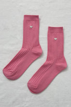 Load image into Gallery viewer, Embroidered Her Socks: Pink Water + Heart