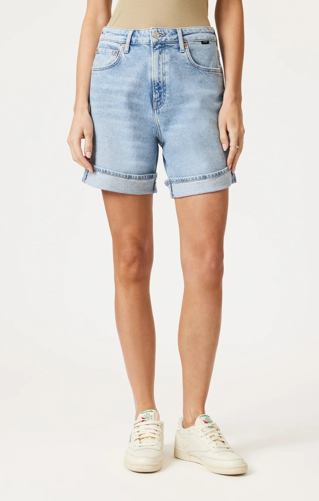 Heidi Long Cuffed Shorts - Light Blue 90's
