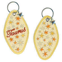 Load image into Gallery viewer, Taurus Embroidered Retro Motel Keychain