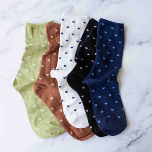 Women's Heart Crew Socks: Rust