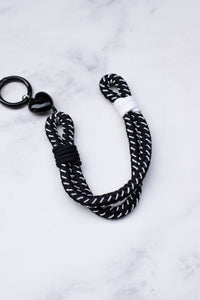Rope Bag Charm with Heart Charm: Black
