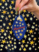 Load image into Gallery viewer, Sagittarius Embroidered Retro Motel Keychain