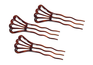 French Wavy Chignon Hair Pins (3 Pcs): Tortoise Shell