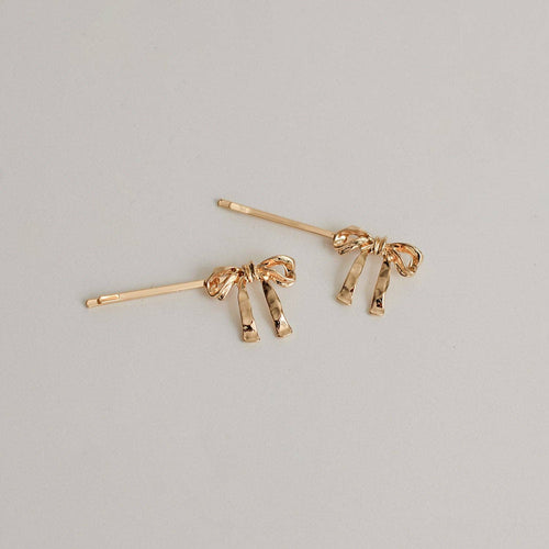 Ribbon Metal Hair Bobby Pins | Gold