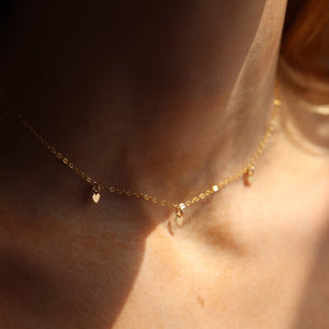 14" Tiny Hearts Charm Necklace: 14K Gold Fill