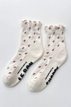 Load image into Gallery viewer, Petal Ruffled Hugger Crew Socks: Cream Petal