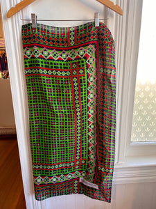 YSL Green/Navy Cotton Scarf