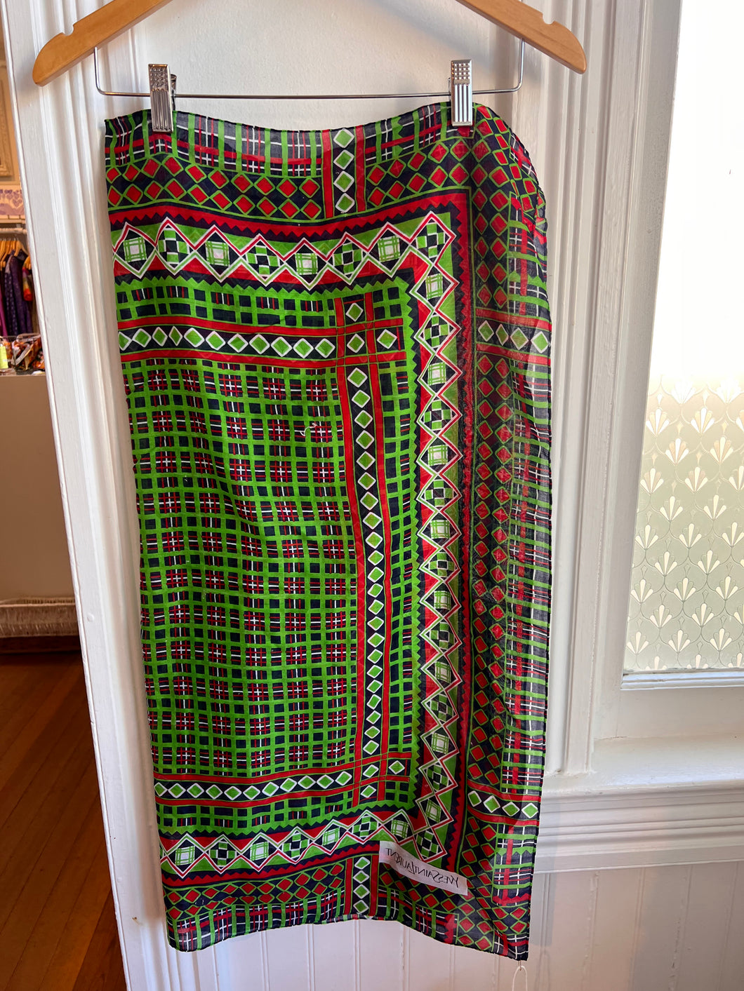 YSL Green/Navy Cotton Scarf