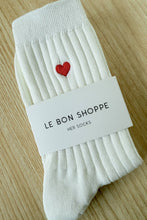 Load image into Gallery viewer, Embroidered Her Socks: Classic White + Heart