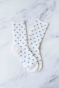 Women's Heart Crew Socks: Ivory