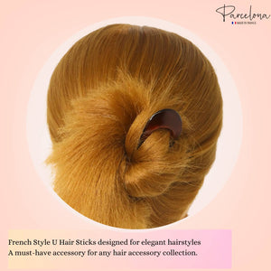 Set of 2 French Hair Pins: Tortoise Shell