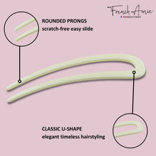 Load image into Gallery viewer, French Amie Slick Large Handmade Cellulose Chignon U Hair Pin Stick for Women: Silver Onyx