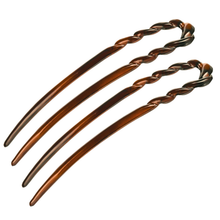 Load image into Gallery viewer, Set of 2 Twisted Mini French Hair Pins: Tortoise Shell