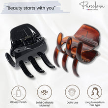 Load image into Gallery viewer, Parcelona French Classic Large Pony Cellulose Jaw Hair Claw for Women and Girls: Shell-Black
