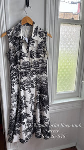 B&W Toile Print Linen Tank Dress [S]