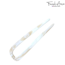 Load image into Gallery viewer, French Amie Slick Large Handmade Cellulose Chignon U Hair Pin Stick for Women: Silver Onyx