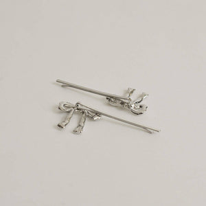 Ribbon Metal Hair Bobby Pins | Silver