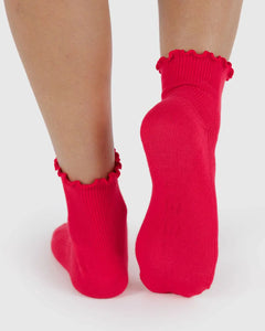 Lettuce Edge Sock Set of 2 - Lavender & Red