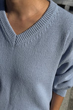 Load image into Gallery viewer, Abby Cotton V-Neck Sweater: Cornflower