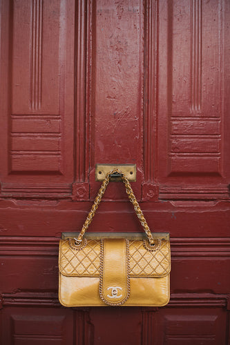 CHANEL Patent Medium Madison Flap bag in Gold