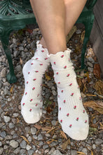 Load image into Gallery viewer, Petal Ruffled Hugger Crew Socks: Cream Petal