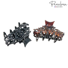 Load image into Gallery viewer, Parcelona French Beau Small Set of 2 Shell &amp; Black Jaw Hair Claw Clip