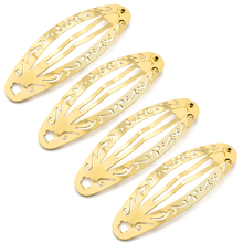 Load image into Gallery viewer, Filigree Cutout Metal Snap Hair Clips 4 Pack: Gold