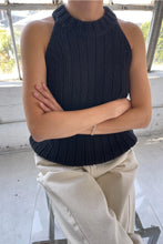 Load image into Gallery viewer, Claire Cotton Sweater Tank: Black