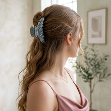 Load image into Gallery viewer, French XL Hair Claw: Onyx Silver Grey