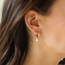 Load image into Gallery viewer, Sophia Pearl Hoops: Sterling Silver