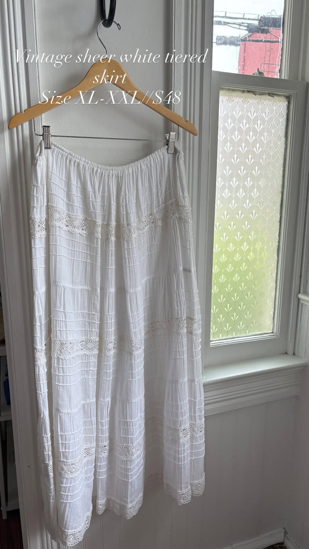 VTG Sheer White Tiered Skirt [XL/XXL] [as is]