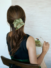 Load image into Gallery viewer, "Maxi Flower" Double-Layer Oversized Silk Scrunchie - Martini Olive