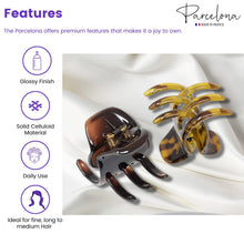 Load image into Gallery viewer, Parcelona French Classic Large Pony Cellulose Jaw Hair Claw for Women and Girls: Shell-Black
