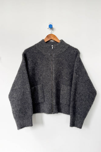 Alpaca Zip Front Jacket - Charcoal