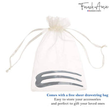 Load image into Gallery viewer, French Amie Tri Prongs 3" Medium Handmade Cellulose Bun Holder Women Hair Pin: Onyx
