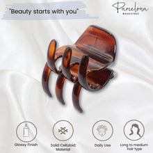 Load image into Gallery viewer, Parcelona French Classic Large Pony Cellulose Jaw Hair Claw for Women and Girls: Shell-Black