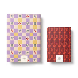 Checkerboard & Bows Softcover Notebook Set of 2 - A5 & A6