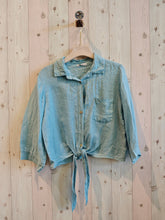 Load image into Gallery viewer, Tie-front Linen Button-down: Heavenly