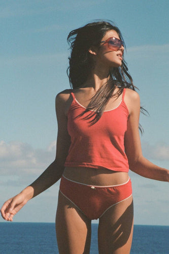 Scoop Back Cami: Cherry