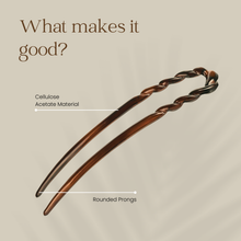 Load image into Gallery viewer, Set of 2 Twisted Mini French Hair Pins: Tortoise Shell