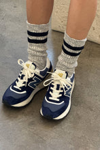 Load image into Gallery viewer, Cottage Varsity Socks: Ht. Grey Varsity