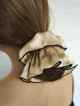 Load image into Gallery viewer, "Maxi Flower" Double-Layer Oversized Silk Scrunchie - Tan