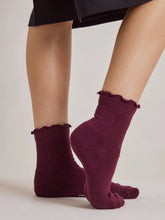 Load image into Gallery viewer, Ruffle Sock - 100% Bamboo - Cherry
