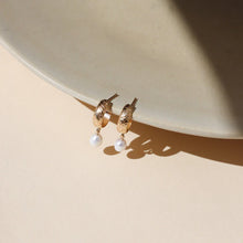 Load image into Gallery viewer, Sophia Pearl Hoops: 14K Gold Fill
