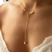 Load image into Gallery viewer, Ava Pearl Lariat: 14K Gold Fill / 16"