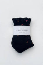Load image into Gallery viewer, Petal Ruffled Hugger Crew Socks: Black Petal
