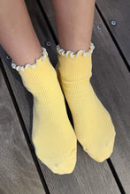 Load image into Gallery viewer, The Petite Ruffle Sock: Butter / Baby Blue