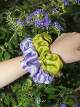 Load image into Gallery viewer, "Silken Hair" Silk Scrunchie Hair Tie - Purple