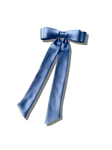 The Perfect Slim Satin Bow Clip: Blue