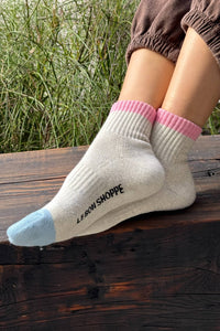 Color Block Girlfriend Socks : Grey Pink